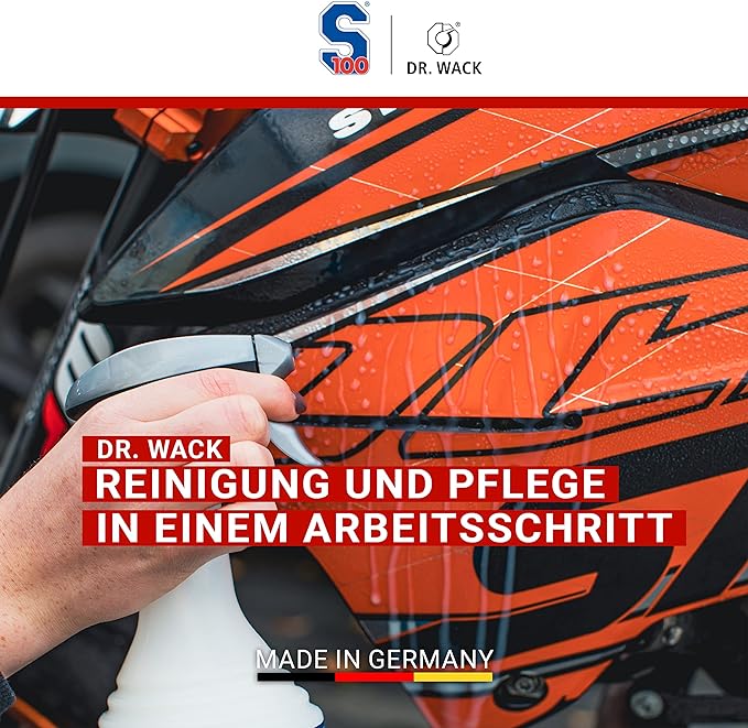 BUNDLE - PRODUKT | NICHT EINZELN BESTELLEN | Dr. Wack - S100 Motorrad Schnellreiniger 500 ml I Premium Motorrad-Reiniger für alle Motorräder I Für eine schnelle Reinigung zwischendurch I Hochwertige Motorradpflege – Made in Germany