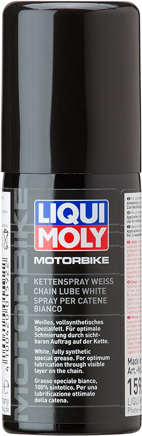 BUNDLE - PRODUKT | NICHT EINZELN BESTELLEN | LIQUI MOLY Motorbike Kettenspray weiß | 50 ml | Motorrad Haftschmierstoff ohne Kupfer |