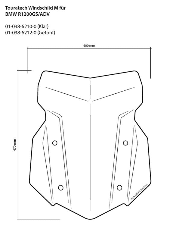 Windschild, M, transparent, für BMW R1250GS/ R1250GS Adventure/ R1200GS (LC)/ R1200GS Adventure (LC)