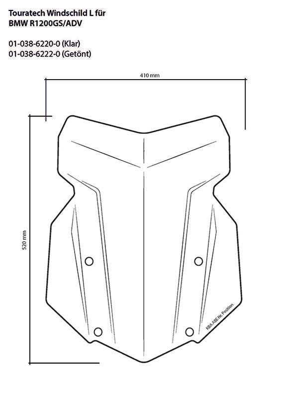 Windschild, L, transparent, für BMW R1250GS/ R1250GS Adventure/ R1200GS (LC)/ R1200GS Adventure (LC)
