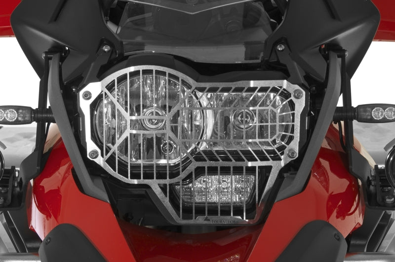 Scheinwerferschutz Edelstahl e-poliert mit Schnellverschluss für Standard-Hauptscheinwerfer mit Tagfahrlicht BMW R1200GS (LC) 2013-2016 *OFFROAD USE ONLY*