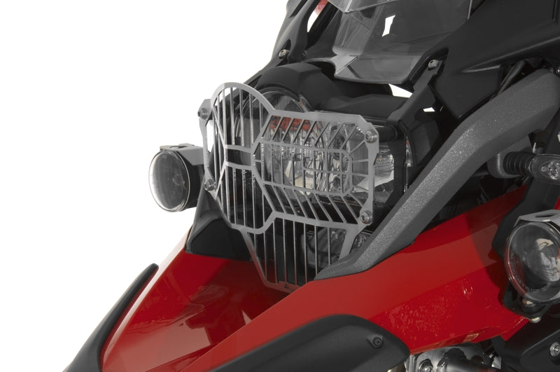 Scheinwerferschutz Edelstahl e-poliert mit Schnellverschluss für Standard-Hauptscheinwerfer mit Tagfahrlicht BMW R1200GS (LC) 2013-2016 *OFFROAD USE ONLY*