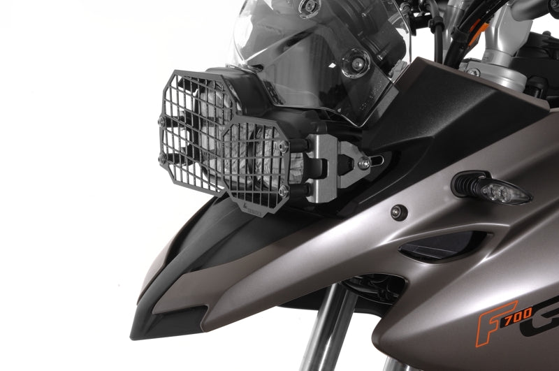 Scheinwerferschutz Edelstahl schwarz mit Schnellverschluss für BMW F650GS(Twin)/F700GS/F800GS/F800GS Adventure *OFFROAD USE ONLY*