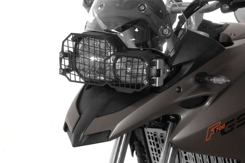 Scheinwerferschutz Edelstahl schwarz mit Schnellverschluss für BMW F650GS(Twin)/F700GS/F800GS/F800GS Adventure *OFFROAD USE ONLY*