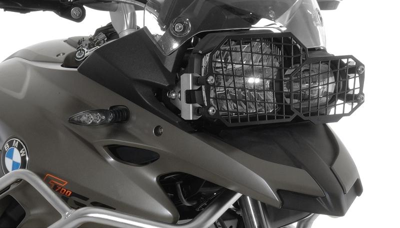 Scheinwerferschutz Edelstahl schwarz mit Schnellverschluss für BMW F650GS(Twin)/F700GS/F800GS/F800GS Adventure *OFFROAD USE ONLY*