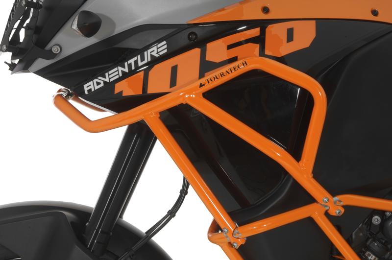 Sturzbügelerweiterung KTM 1050 Adventure/ 1090 Adventure/ 1190 Adventure/ 1190 Adventure R für original KTM-Sturzbügel, orange