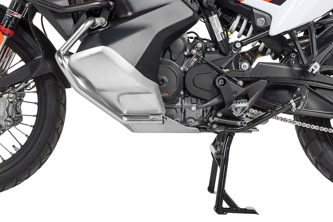 Motorschutz RALLYE Evo, Alu Natur für KTM 790 Adventure/ 790 Adventure R - KTM Hauptständer