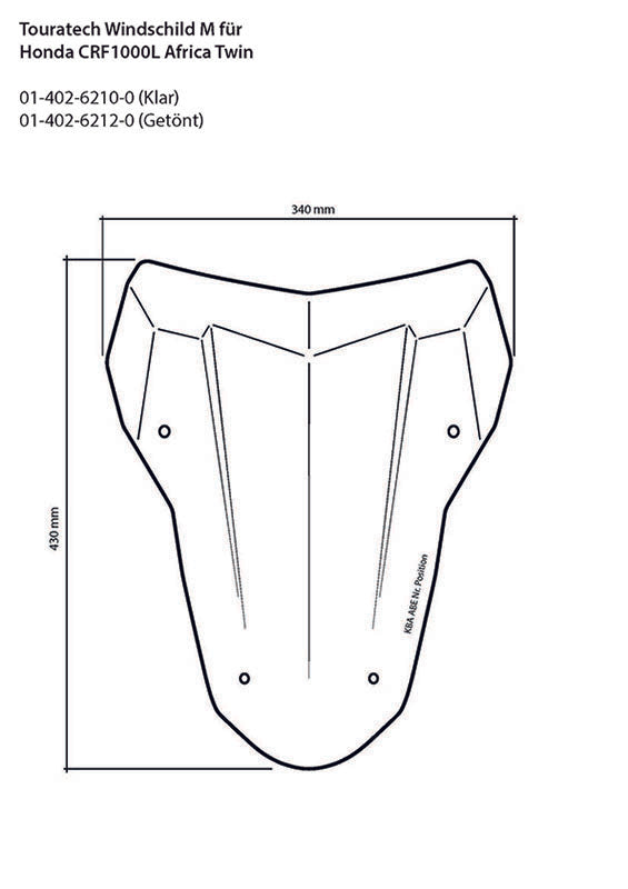Windschild, M, transparent, für Honda CRF1000L Africa Twin/ CRF1000L Adventure Sports