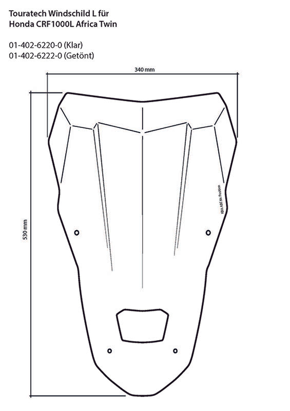 Windschild, L, transparent, für Honda CRF1000L Africa Twin/ CRF1000L Adventure Sports