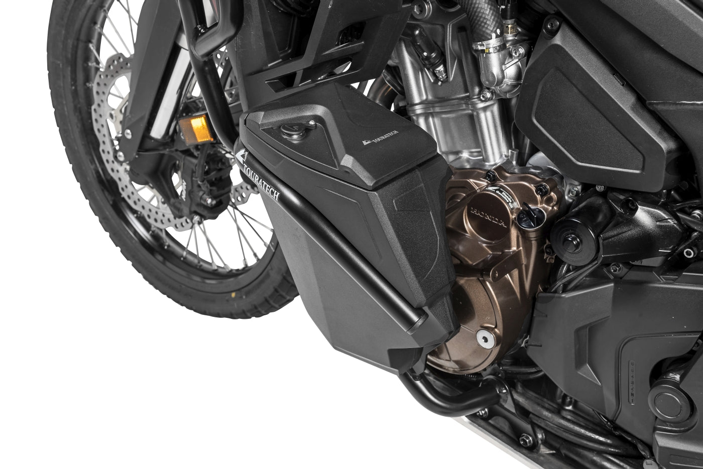 Werkzeugbox mit Motorsturzbügel NO DCT - komplett - Edelstahl, schwarz für Honda CRF1100L Africa Twin / CRF1100L Adventure Sports