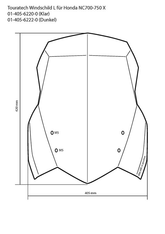 Windschild, L, transparent, für Honda NC 700X/ NC 750X (2013-2015)