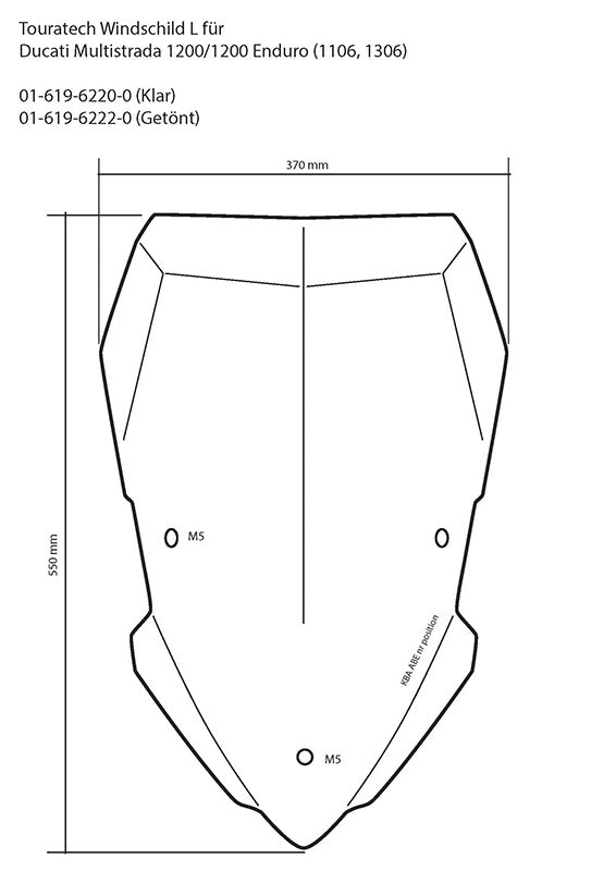 Windschild, L, transparent, für Ducati Multistrada 1200 ab 2015, 950