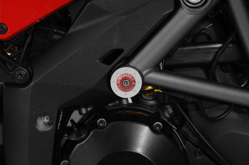 Rahmenstopfen *groß* (Paar), rot eloxiert, für Ducati Multistrada 1200 (bis 2014)/ 950