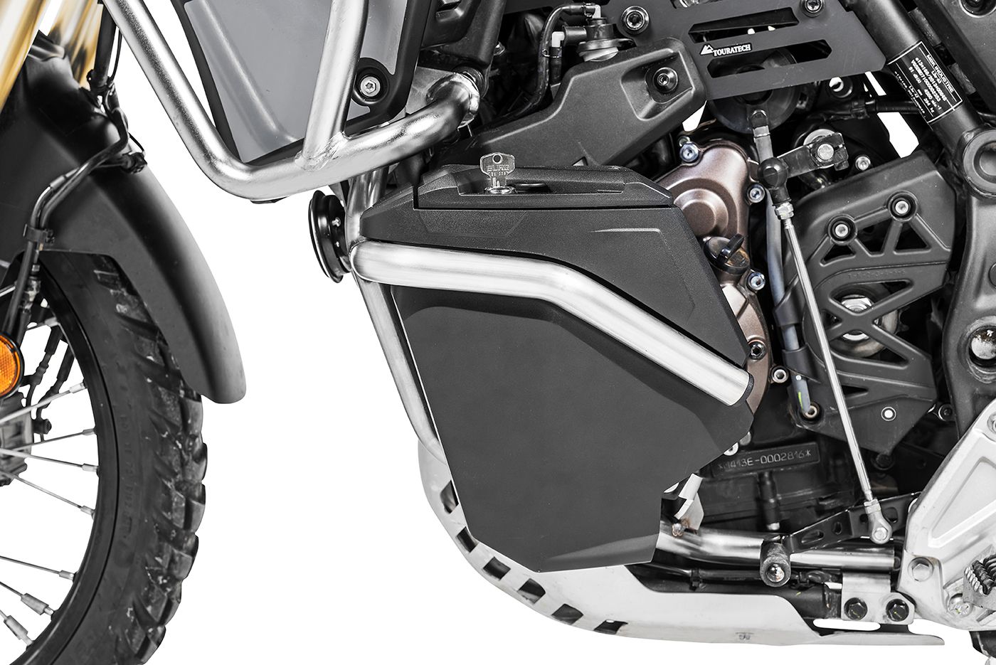 Werkzeugbox mit Motorsturzbügel - komplett - Edelstahl für Yamaha Tenere 700