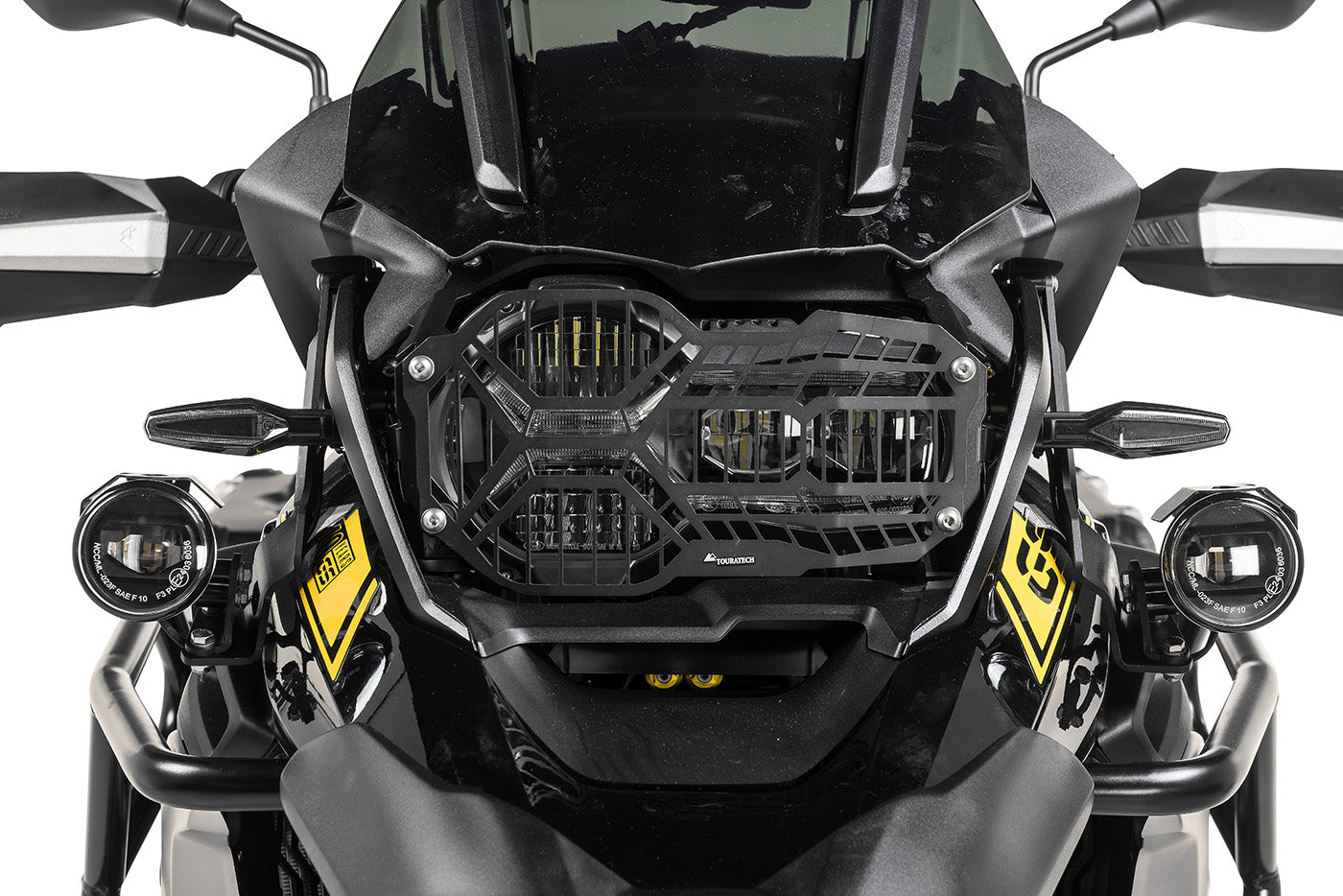 Scheinwerferschutz schwarz, mit Schnellverschluss für LED Kurvenlicht Hauptscheinwerfer für BMW R1250GS/ R1250GS Adventure *OFFROAD USE ONLY*