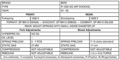 Austauschfedern progressiv  vorn und hinten für BMW R1200GS  2004-2005 „BMW Originalfederbeine WP“