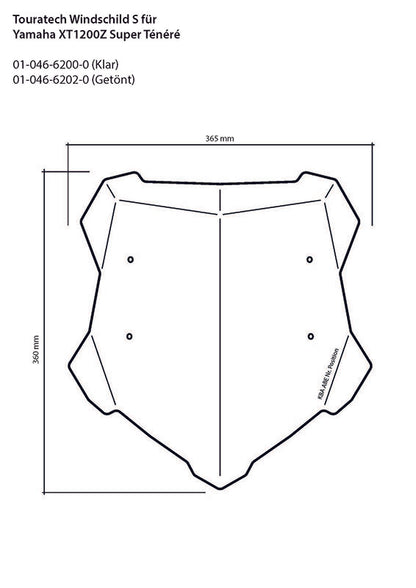 Windschild, S, transparent, für Yamaha XT1200Z / ZE Super Ténéré bis 2013