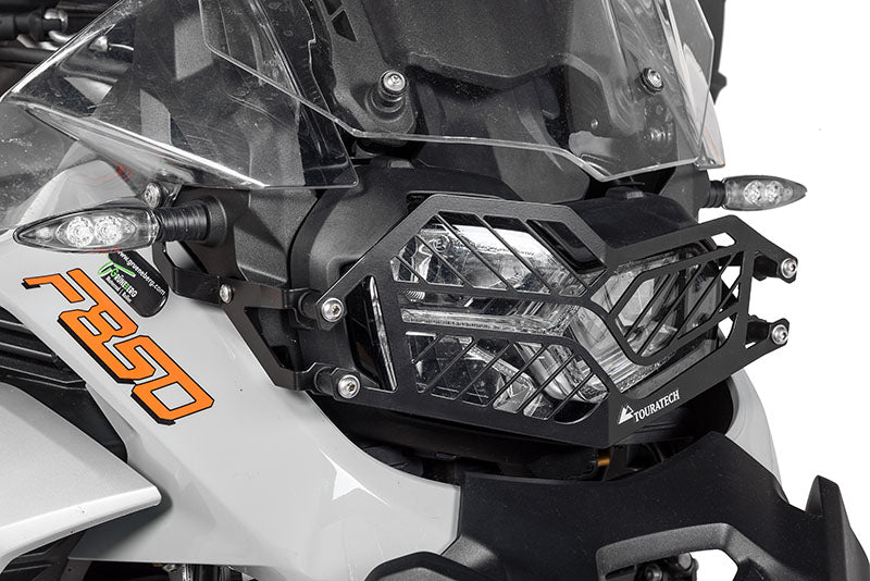 Scheinwerferschutz Edelstahl schwarz mit Schnellverschluss für BMW F850GS Adventure *OFFROAD USE ONLY*