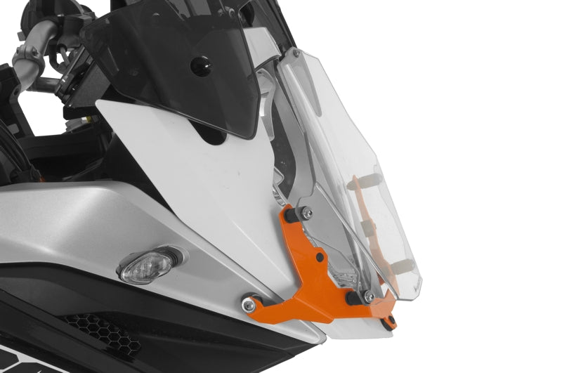 Scheinwerferschutz Makrolon mit Schnellverschluss, Halter orange, für KTM 1050 Adventure/ 1090 Adventure/ 1190 Adventure/ 1190 Adventure R/ 1290 Super Adventure *OFFROAD USE ONLY*