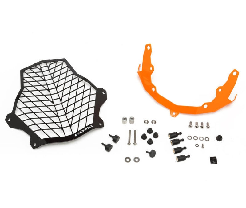 Scheinwerferschutz Edelstahl schwarz/ orange, für KTM 1050/ 1090/ 1190 Adventure R/ 1290 S Adv *OFFROAD USE ONLY*