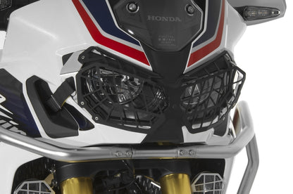 Scheinwerferschutz Aluminium, schwarz, mit Schnellverschluss, für Honda CRF1000L Africa Twin/ CRF1000L Adventure Sports  *OFFROAD USE ONLY*