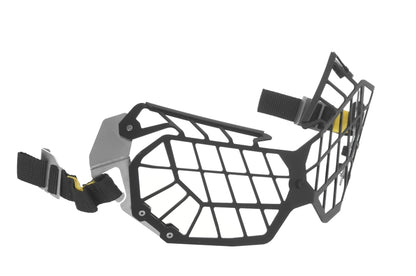 Scheinwerferschutz Aluminium, schwarz, mit Schnellverschluss, für Honda CRF1000L Africa Twin/ CRF1000L Adventure Sports  *OFFROAD USE ONLY*
