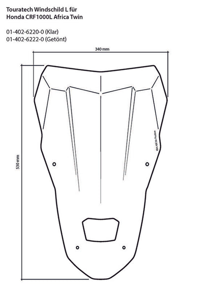 Windschild, L, getönt, für Honda CRF1000L Africa Twin/ CRF1000L Adventure Sports