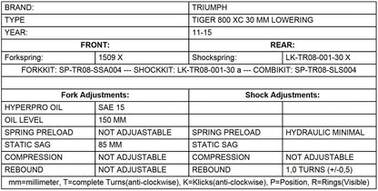 Tieferlegung um 30mm Triumph Tiger 800 XC 2011-2014 *Austauschfeder und Umlenkhebel*