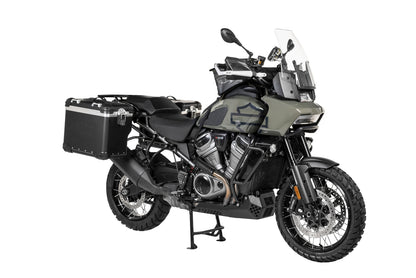 ZEGA Evo X "Premium Edition" Sondersystem "And-Black" 45/45 ltr.  mit Edelstahlträger schwarz  inkl. 2x Innentaschen und 6x Schlössern für Harley-Davidson RA1250 Pan America