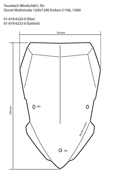 Windschild, L, transparent, für Ducati Multistrada 1200 ab 2015, 950