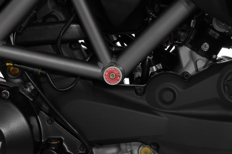 Rahmenstopfen *klein* (Paar), rot eloxiert, für Ducati Multistrada 1200 (bis 2014)/ 950