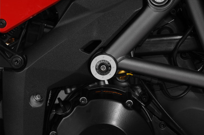 Rahmenstopfen *groß* (Paar), schwarz eloxiert, für Ducati Multistrada 1200 (bis 2014)/ 950