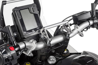 GPS-Anbauadapter auf Lenkerklemmung mit Schrauben für Lenkererhöhung 20 mm, Yamaha Tenere 700 / World Raid, für Navi-Halter