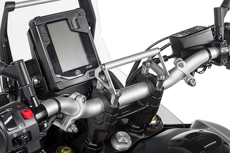 GPS-Anbauadapter auf Lenkerklemmung mit Schrauben für Lenkererhöhung 20 mm, Yamaha Tenere 700 / World Raid, für Navi-Halter