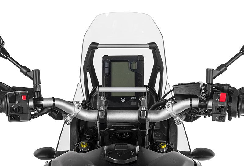 GPS-Anbauadapter auf Lenkerklemmung mit Schrauben für Lenkererhöhung 20 mm, Yamaha Tenere 700 / World Raid, für Navi-Halter