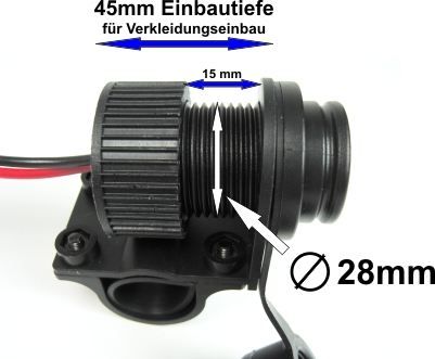 Duo USB Steckdose Motorrad, 12-24V, für 22mm / 25mm Lenker