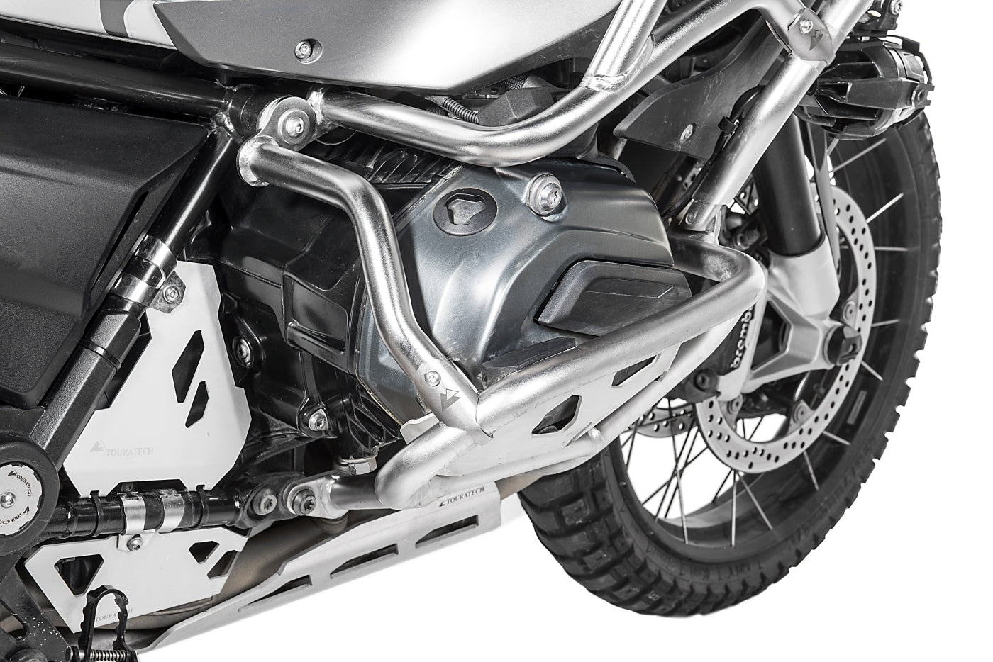 Verstärkungsstrebe Edelstahl für Original BMW Motorschutzbügel + Touratech Sturzbügelerweiterung, BMW R1200GS Adventure (LC) 2014-2016