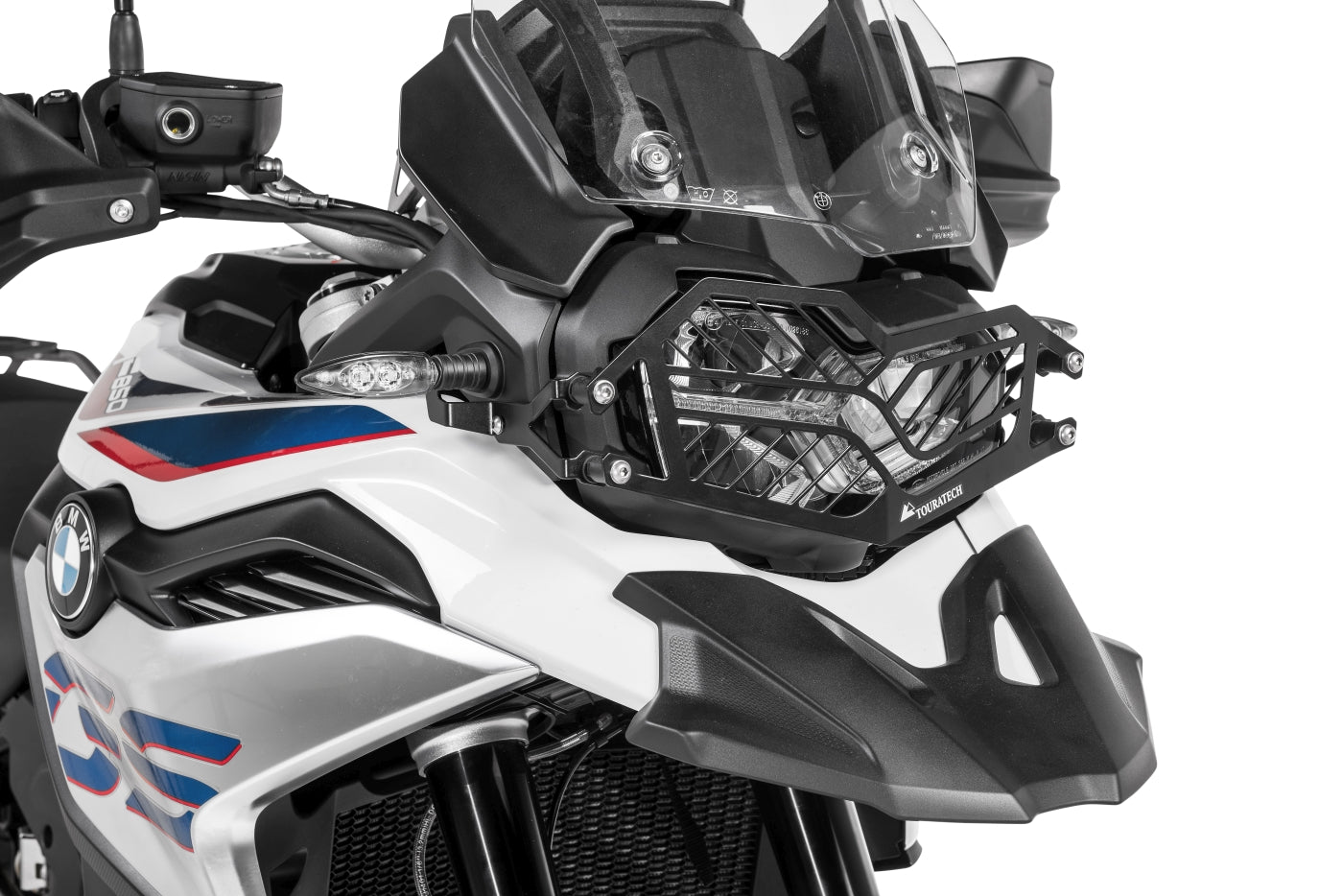 Scheinwerferschutz Edelstahl schwarz mit Schnellverschluss für BMW F850GS / F750GS *OFFROAD USE ONLY*