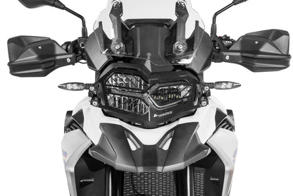 Scheinwerferschutz Edelstahl schwarz mit Schnellverschluss für BMW F850GS / F750GS *OFFROAD USE ONLY*